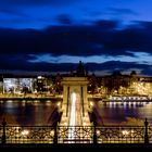 Early morning view with Chain Bridge and Danube river