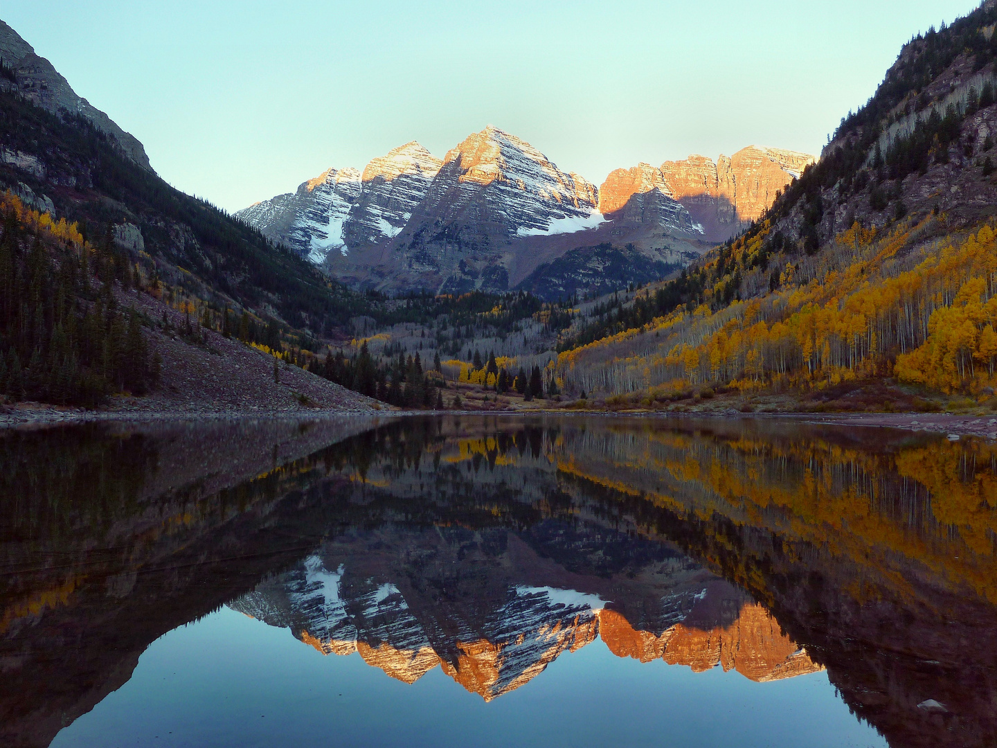 Early September Morning: "Maroon Bells" near Aspen, CO