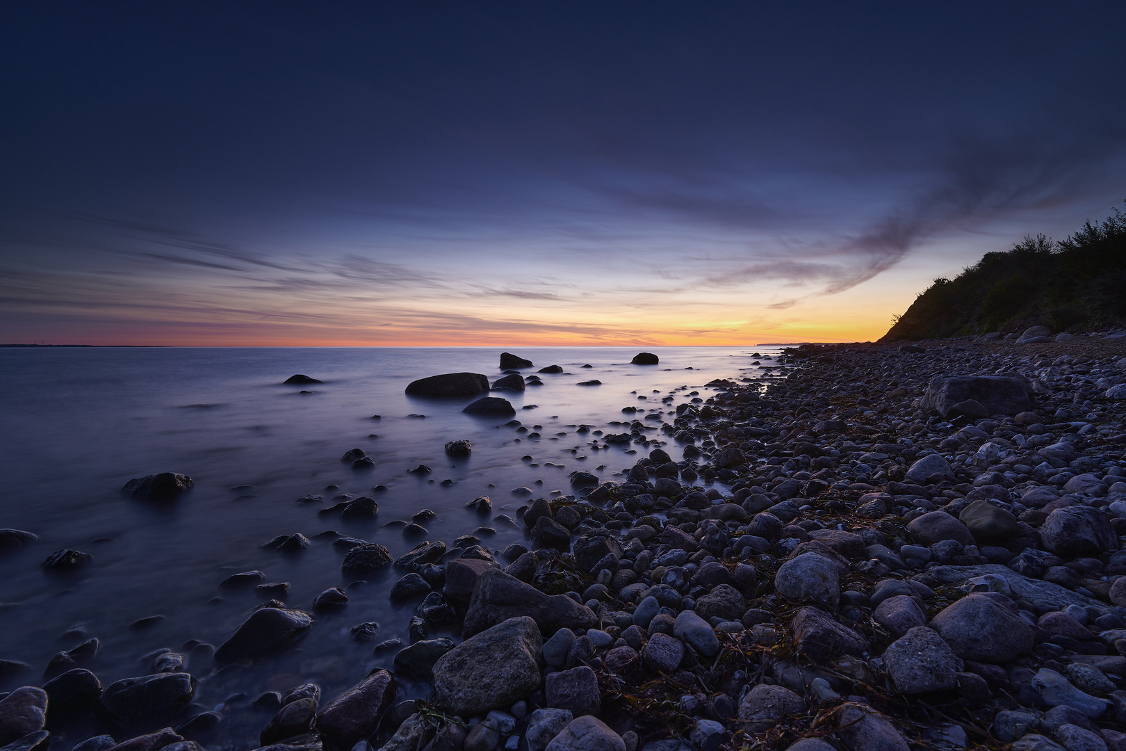 Early sunrise at Brodten cliff coast