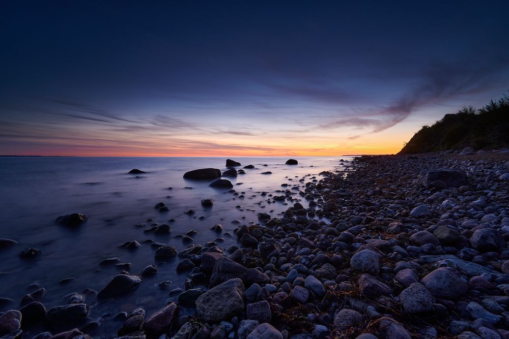 Early sunrise at Brodten cliff coast