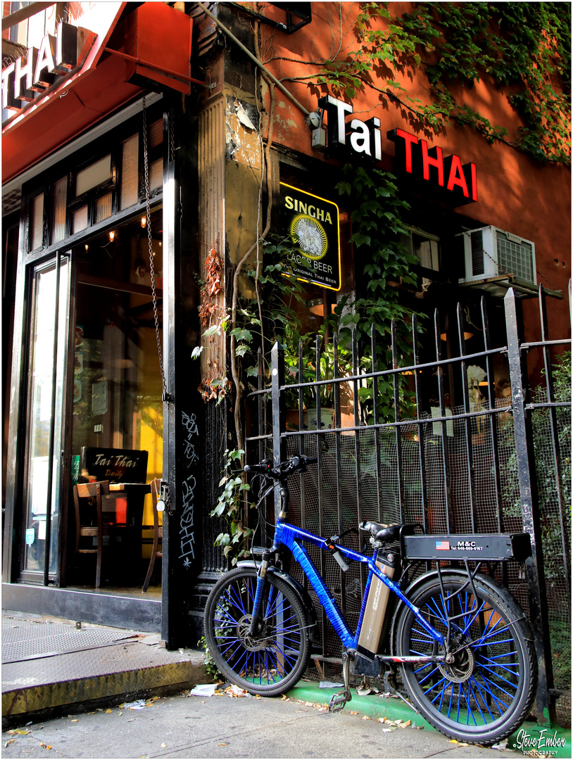 East Village Summer No.2 - Red THAI, Blue Bike