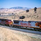 Eastbound BNSF/ATSF (ex Santa Fe) Double Stack Container/Trailer Freight Train...