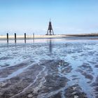 Ebbe / ablaufendes Wasser bei der Kugelbake in Cuxhaven