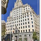 Edificio de Telefonica en la Gran Via de Madrid. Panoramica vertical 5 Img. GKM3