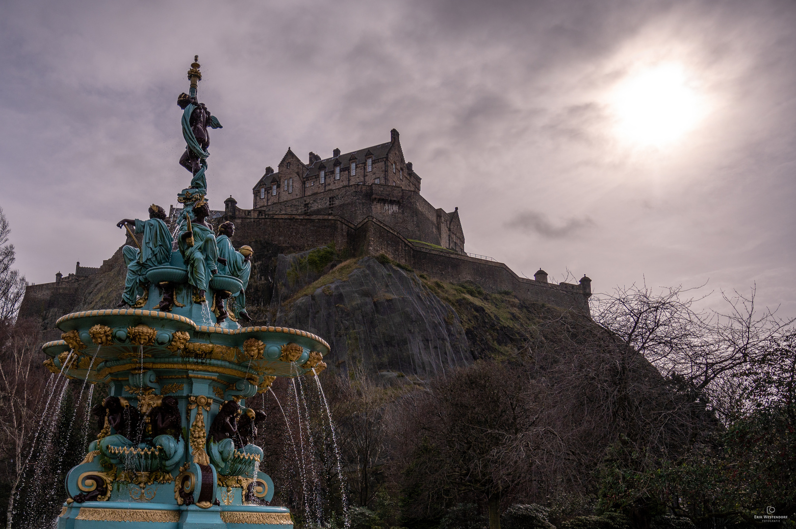 Edinburgh Castle von den Queen Street Gardens