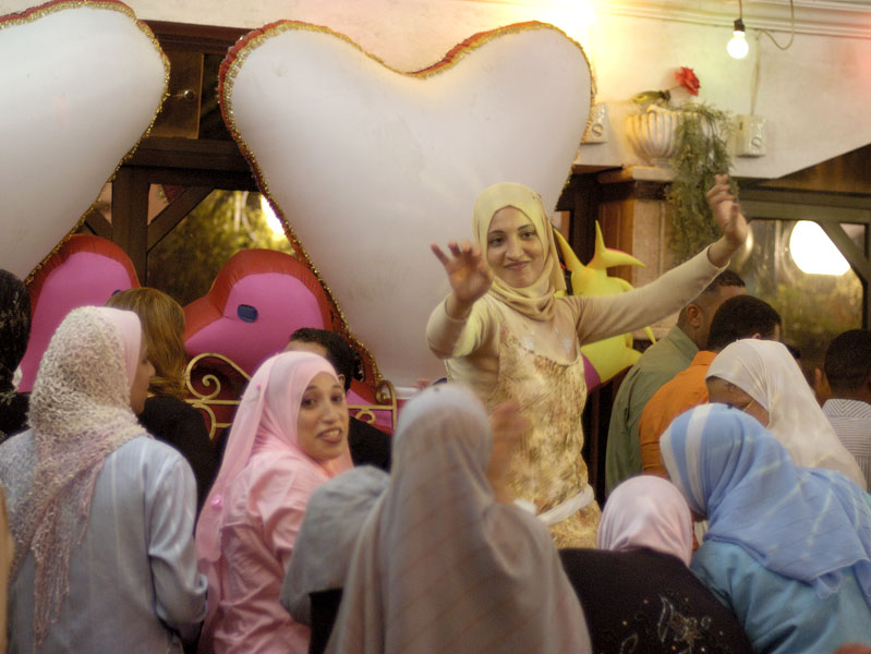 Egyptian bride at wedding hall in Alexandria, Egypt.