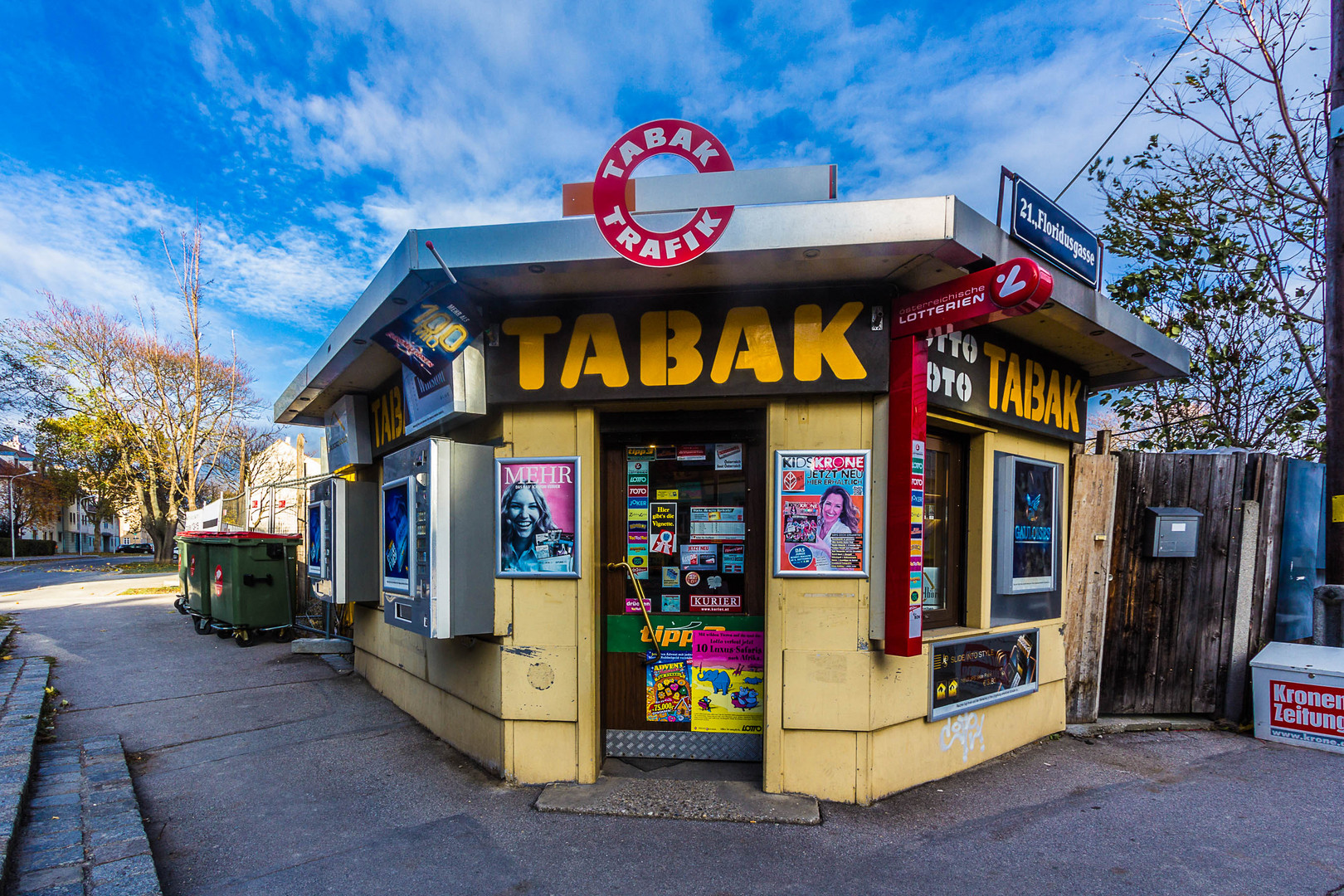 Ehemalige Trafik Eck Scheffelstraße-Floridusgasse Wien, 21. Bez., Floridsdorf