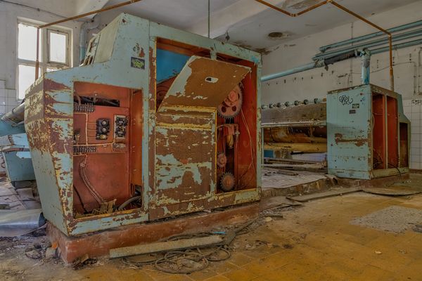 Ehemalige Wäscherei in verlassenem russischem Militärobjekt