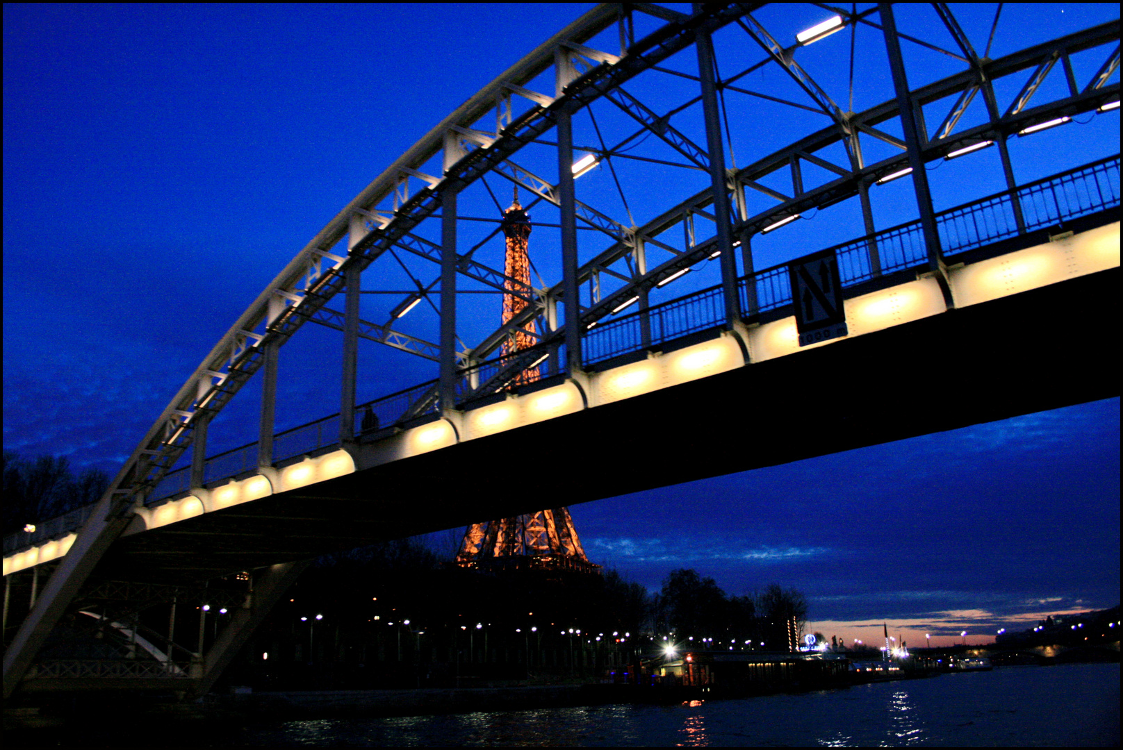 Eiffel tower and bridge from the Seine