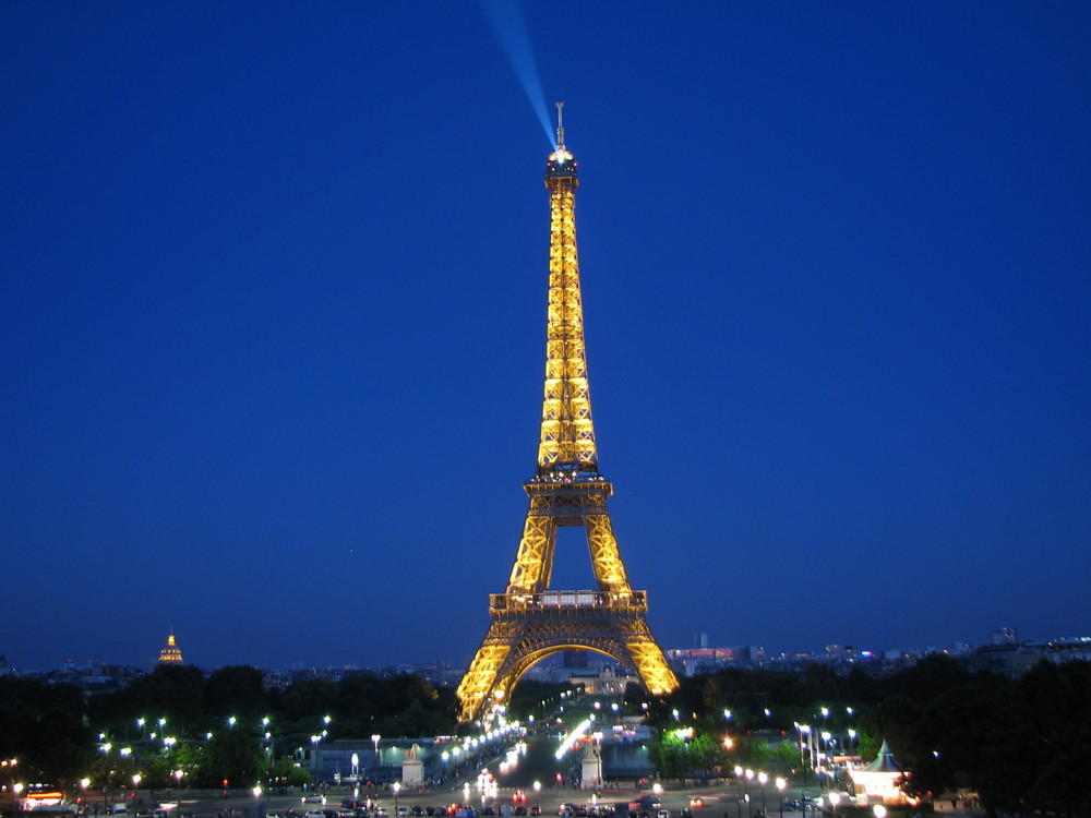 Eiffel Tower on a clear summer night