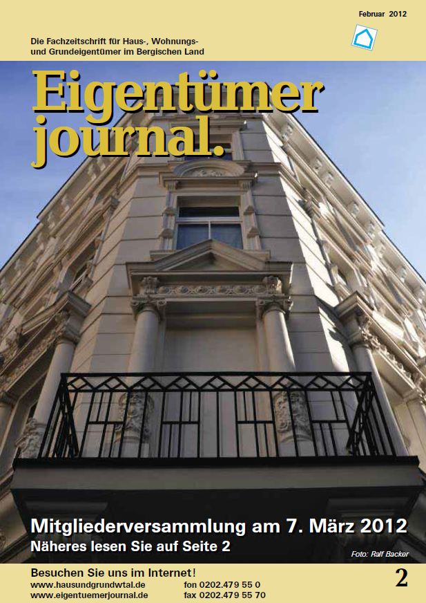 Eigentümerjournal von Haus und Grund Ausgabe 02/2012 Foto