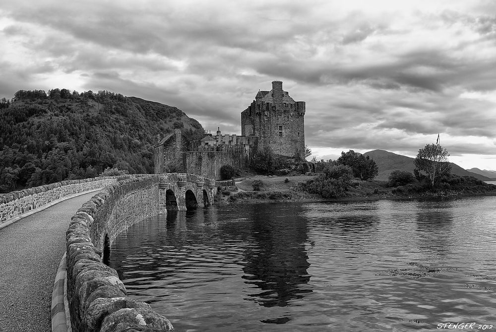 Eilean Donan Castle in black & white