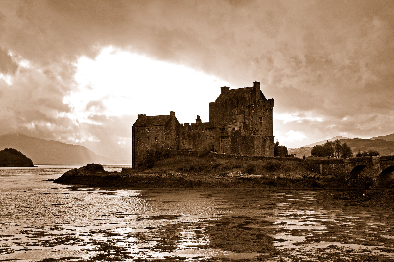 Eilean Donan Castle in Sepia