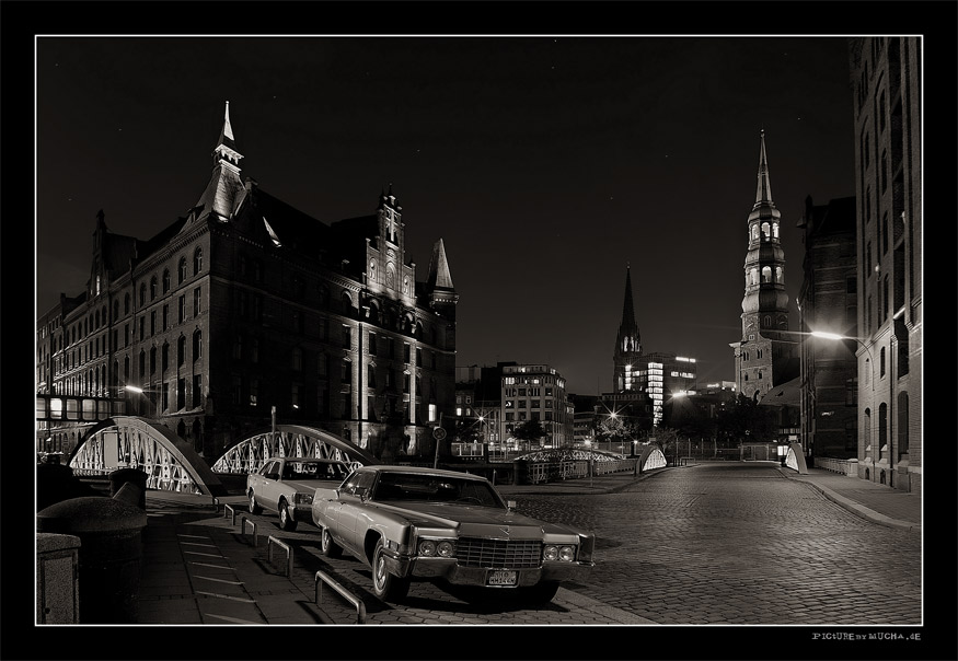 Ein Ami in der Speicherstadt.