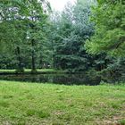 Ein Angler am Schloßpark-Teich