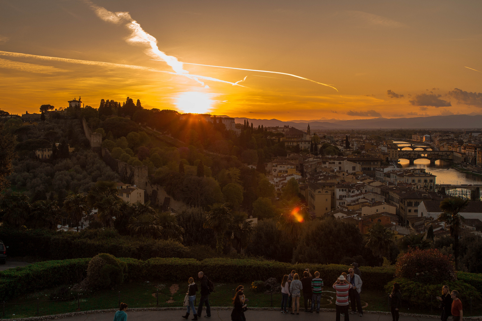 Ein Ausblick von dem Balkon von Florenz