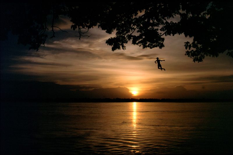 Ein beherzter Sprung in den Mekong