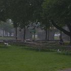 Ein Biergarten im Sommer