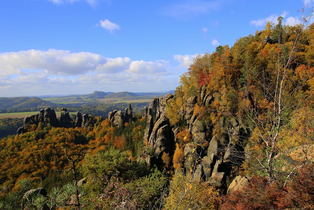 Ein Bilderbuchherbsttag im Schrammsteinmassiv