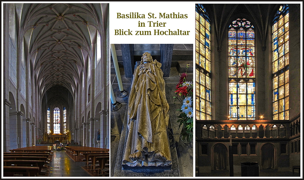 Ein Blick in das Innere der Basilika St. Mathias in Trier.