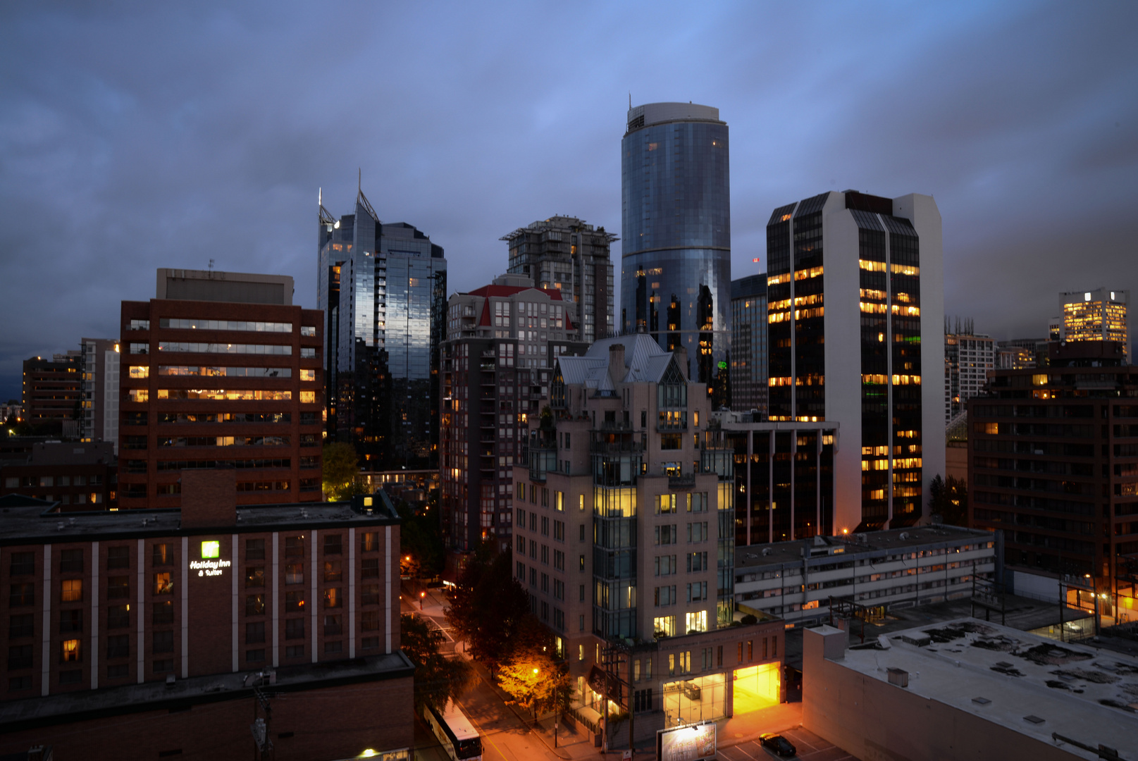 Ein Blick von unserem Hotelzimmer auf die Grandville St.