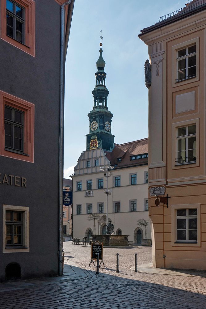 Ein Blick zum Marktbrunnen in Pirna