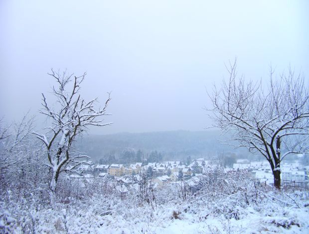 Ein Dorf im Schnee