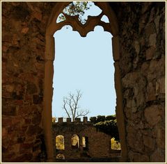 Ein Durchblick in der Schlossruine Auerbach.