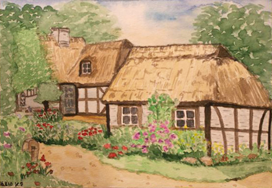 Ein Fachwerkhaus in Aquarell