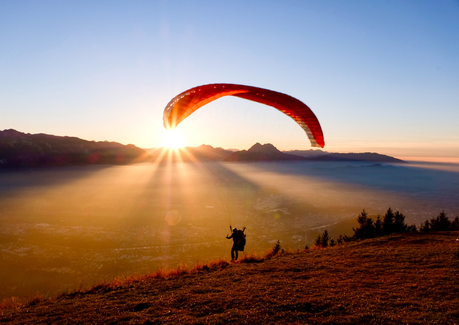 Ein Flug zum Sonnenuntergang