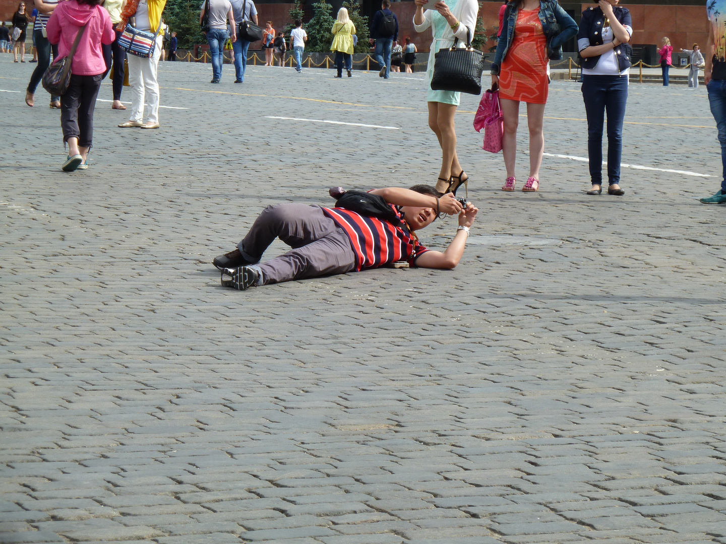 Ein Fotofan auf dem Roten Platz.