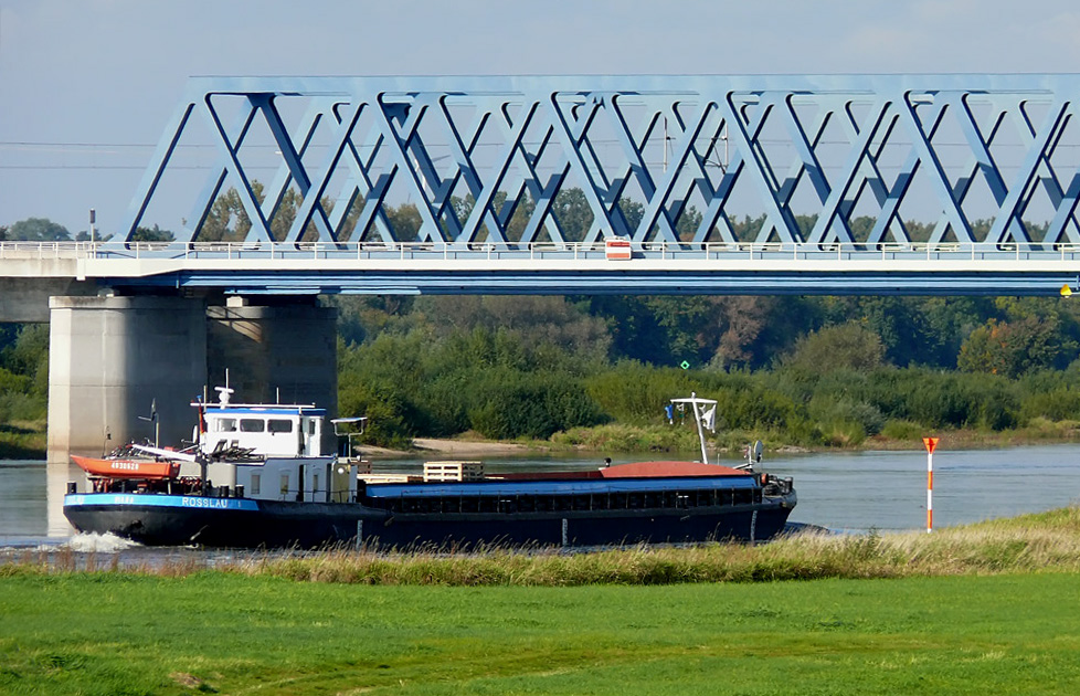 ein Frachter auf der Elbe