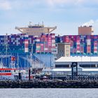 Ein Gigant hinter dem Hafen von Cuxhaven.