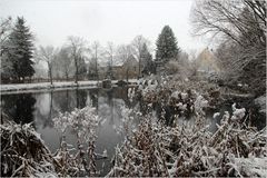 Ein grauer Wintertag am Baruther Dorfteich