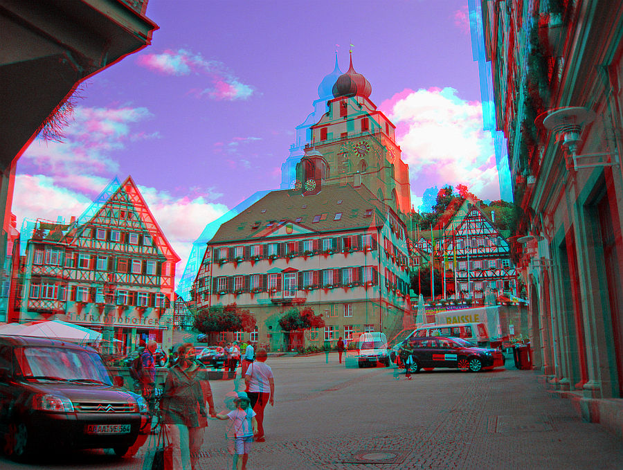 Ein Gruß aus Herrenberg... (3D-Anaglyphe) - nachgeschärft