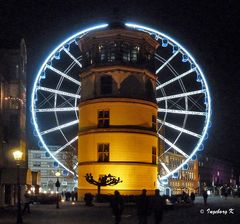 Ein Gruß zum Advent aus Düsseldorf vom Schloßturm am Rhein