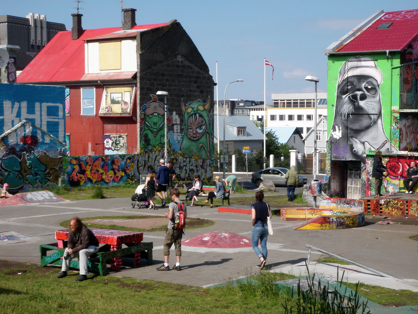 Ein Hinterhof in Reykjavik