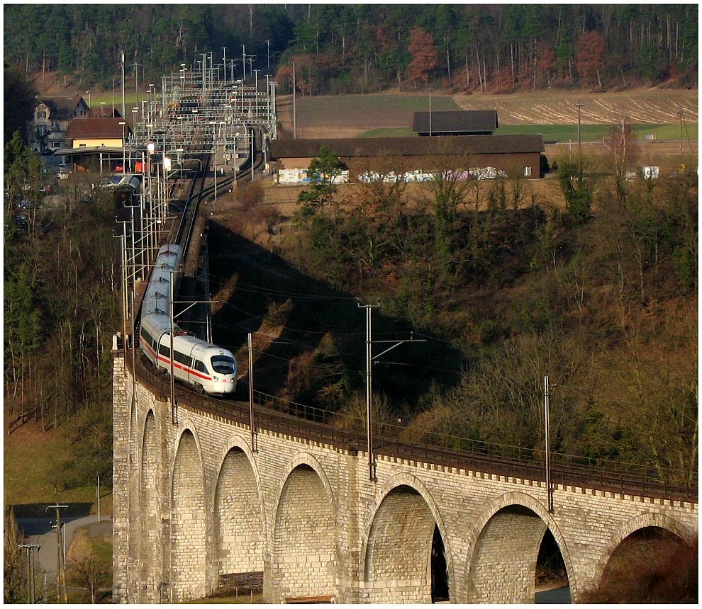 Ein ICE auf dem Viadukt