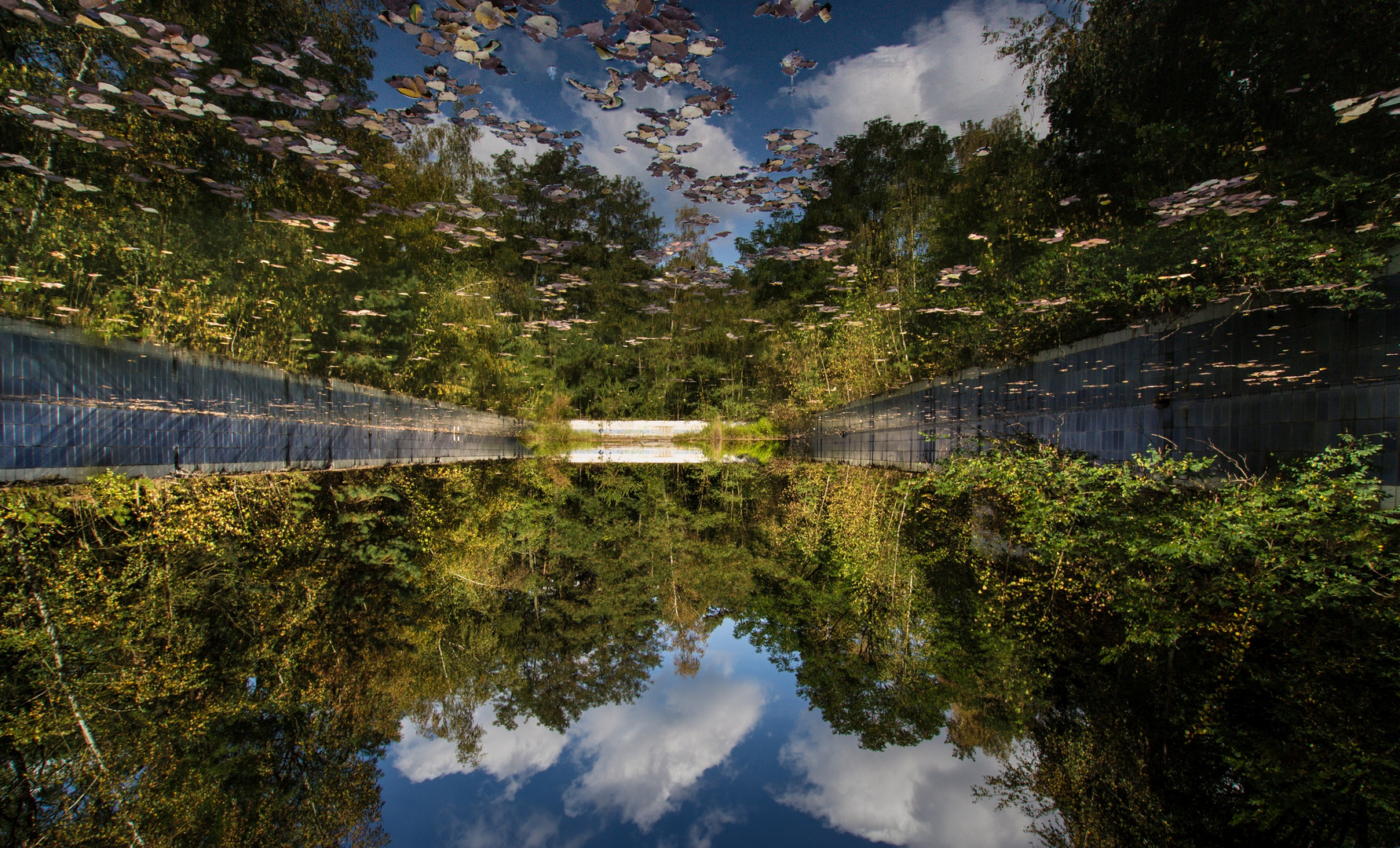 Ein im Wald verstecktes Schwimmbad