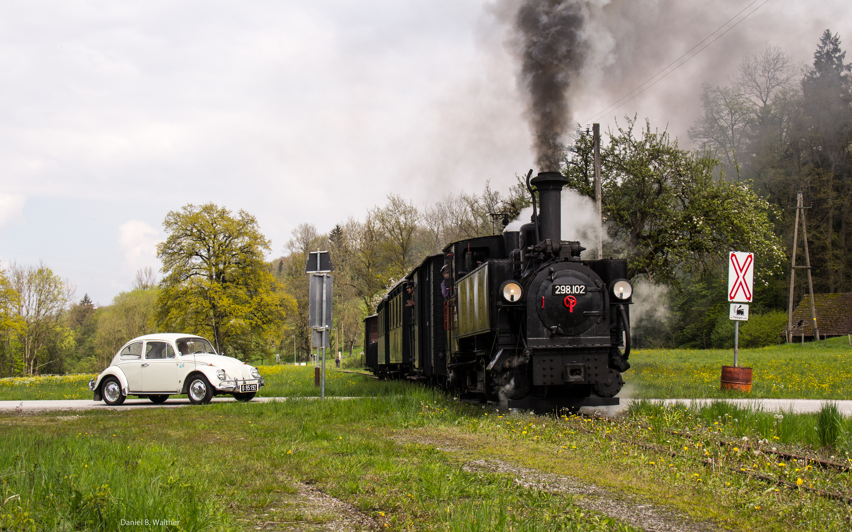 Ein Käfer an der Eisenbahnkreuzung I