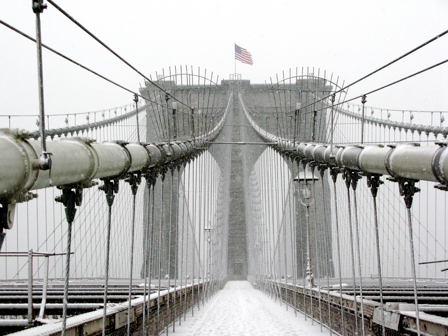 ein kalter Tag auf der Brooklinbridge