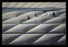 ein luftiger Arbeitsplatz in den "Kissen" der Stadionhülle II