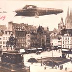 Ein Luftschiff in voller Fahrt über Köln 1909