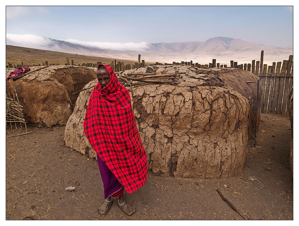 Ein Masai Dorf am Rande des Ngorongoro Krater