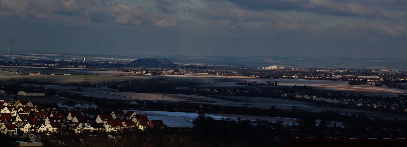 ein Panorama zur blauen Stunde