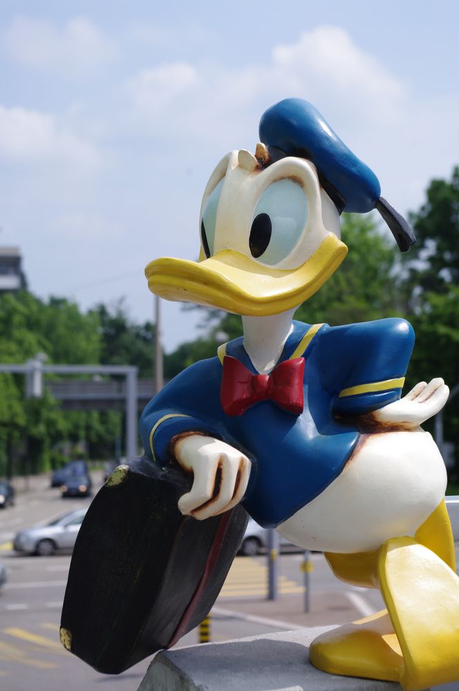 Ein riesiger Donald Duck geht auf Reisen