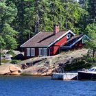 Ein rotes Haus im Oslofjord