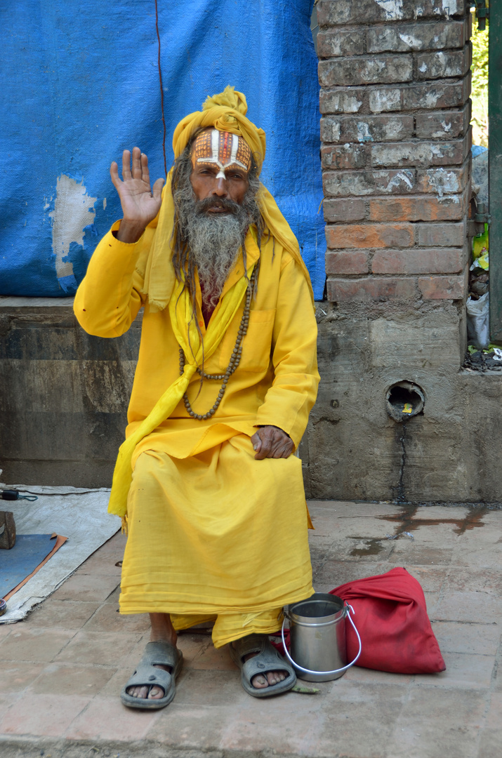 Ein Sadhu in der Altstadt von Kathmandu