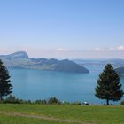 Ein schöner Aussicht auf die Vierwaldstättersee und Schweizer Alpen