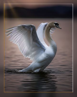 Ein Schwan beim Baden